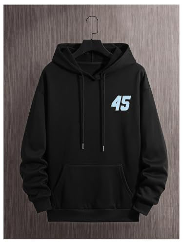 Floerns Men's Long Sleeve Hooded Casual Y2K Graphic Hoodies Sweatshirt - color: Black Number, size: Small