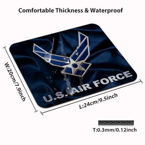 US Air Force Patriotic Military Mouse Pad, Navy Blue Satin Art Desk Mat - color: Navy Blue