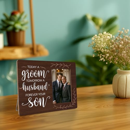 Groom Engagement Gifts Picture Frame, Father Mother of the Groom Gift, Today A Groom Tomorrow A Husband Forever Your Son Frames Fits 4x6 Photo - color: Gray