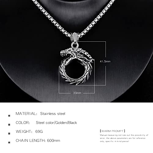 Eternity Cross Ring Pendant Necklace Stainless Steel Pendant Necklace for Men Christmas Gift for Husband,Christmas Stocking Stuffer for Him - color: Silver Eternal Ring