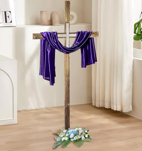 veonly 75 Inch Large Easter Wooden Cross, Large Standing Cross Decoration