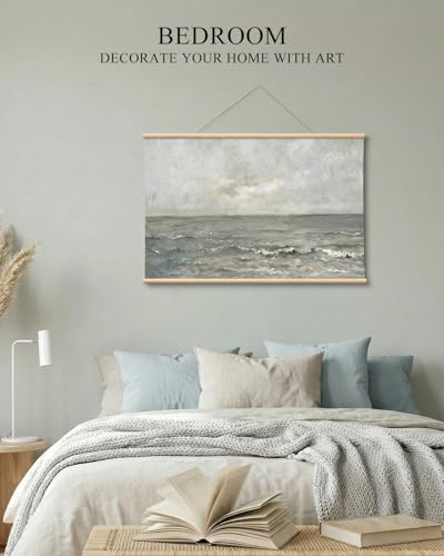 VIYYIEA Large Framed Christian Wall Art, 24x36 Inch Ocean Waves and Sky Canvas Print, Faith Inspired Seascape Wall Decor for Prayer Room and Living Room - color: O Vast Sea