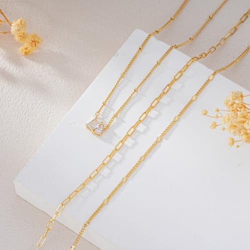 3PCS Gold Silver Layered Necklaces for Women Trendy - color: Gold&FSS