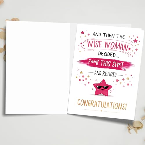 Funny Retirement Card for Women, Humorous Farewell Card - color: BK-050