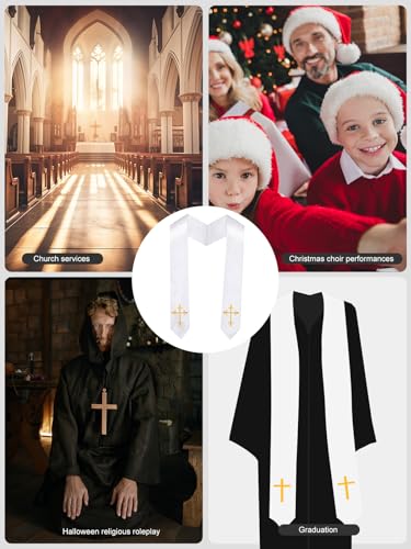 Graduation Cross Stole Church Choir Costume for Men & Women, Clergy Stole for Christmas, Halloween Role Play, 70"