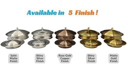 Communion Set for Church - One Communion Tray & Bread Plate with Lid - color: Shiny Gold Finish