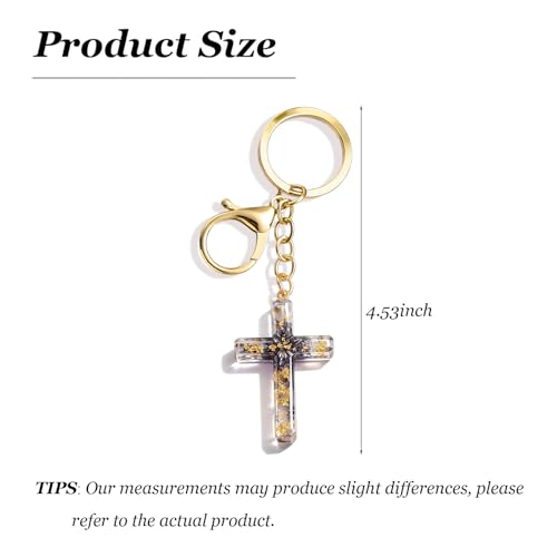 Angyape Cute Christian Cross Keychain for Women Purse Bag Charms Car Key Rings Accessories Flower Design Jesus Faith Gifts - color: F:purple Keychain