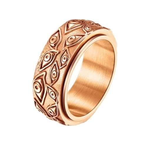 Men's Vintage Engraved Eye of God Ring Black Gold Silver Tone - color: Rotatable Rose Gold