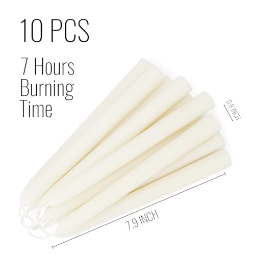Ivory Beeswax Taper Candles, Unscented and Smokeless Taper Candles, 8-inch Pure Natural Bees Wax for Holiday, Birthday (Pack of 24) - color: Ivory, size: 8in-24pack