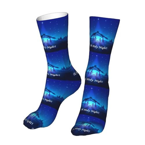 Christian Christmas Nativity Scene O Holy Night Sock Womens Short Stockings Casual Sport Crew Socks for Women Men - color: Bronze