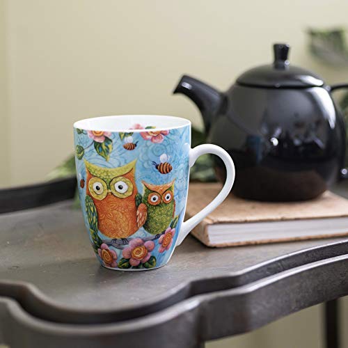 Divinity Boutique Inspirational Ceramic Mug, Patterned Owls with Scripture, Multicolor - color: Patterned Owls