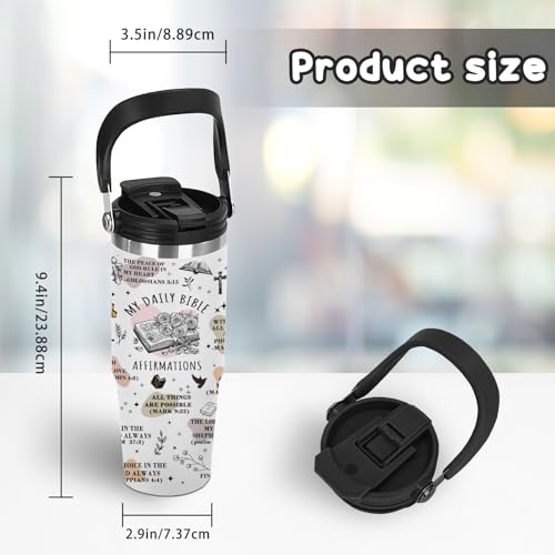 30oz Bible Verse Tumbler with Handle and Straw, Christian Gift for Women - color: Christ3