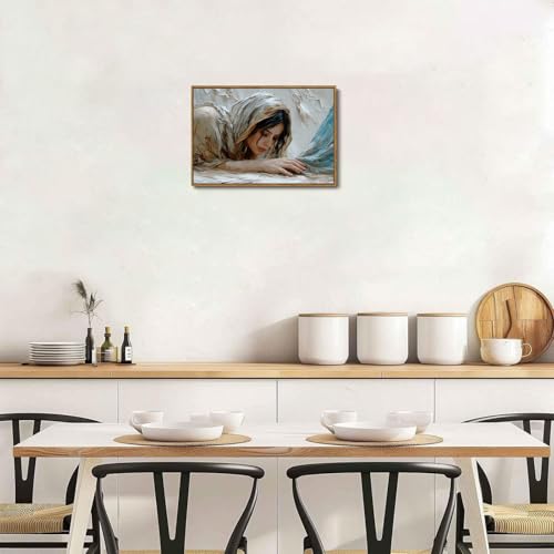Christian Girl Jesus Framed Canvas Wall Art 12x16 inch - color: Christian Girl, size: 12"x16" Natural