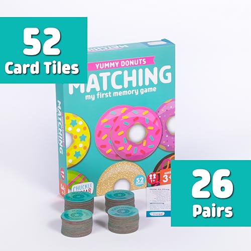 Chuckle & Roar Memory Game, Donuts, Matching Game, 52 Tiles, Ages 3+ - color: Donuts