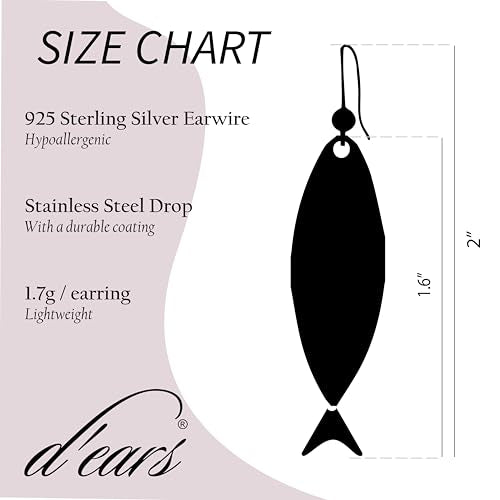 Rainbow Trout Earrings by d'ears Non-Tarnish Sterling Silver French Hook Ear Wire