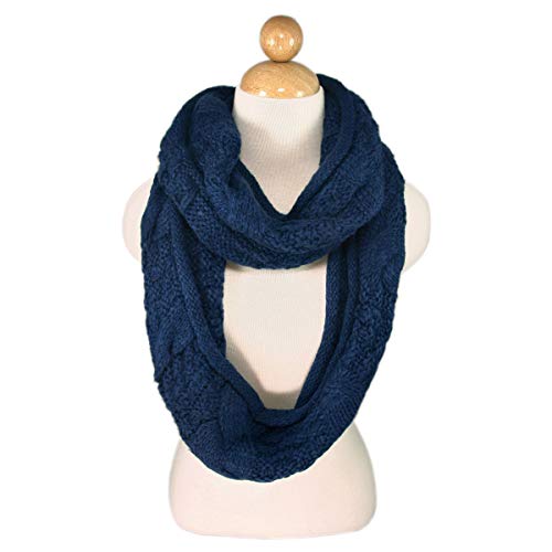 TrendsBlue Premium Winter Thick Infinity Twist Cable Knit Scarf - Diff Colors Avail. - color: Blue