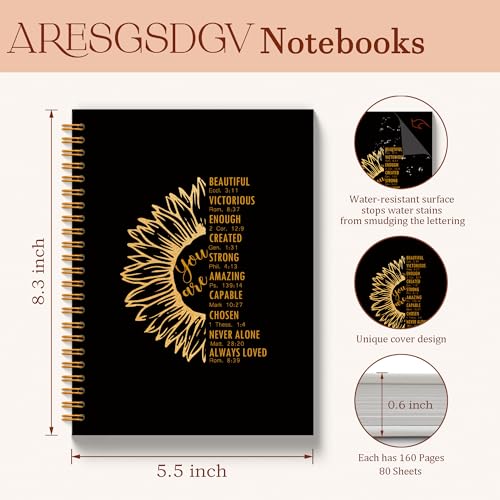 Sunflower Christian Journal for Women, Inspirational You Are Bible Notebooks for Note Taking, Church Notes Journal, Prayer Religious Spiral Notebook 5.5x8.3 Inch - color: SJ You are