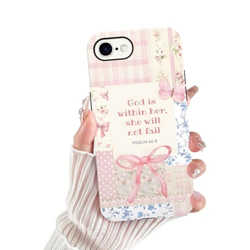 Cute Jesus Bow Collage Phone Case for iPhone 16e/iPhone 17e 6.1'' - color: Bible verses pink bow, size: iPhone 16e/iPhone 17e