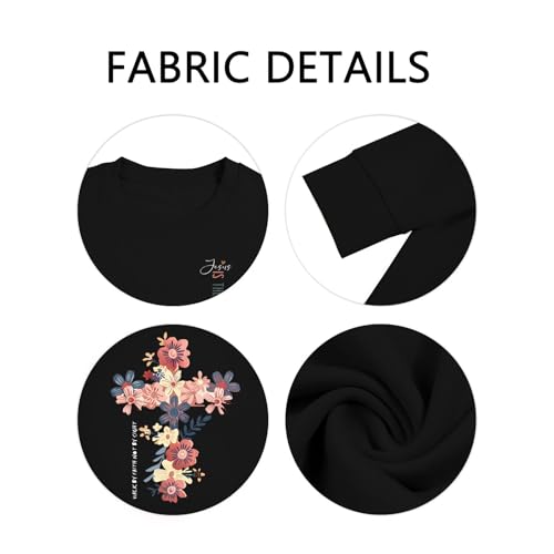 Christian Sweatshirt For Women Jesus Is The Light Print Pullover - color: Black, size: Small