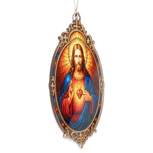 Christian Christmas Ornament 2026 - Religious Christmas Ornaments - Acrylic Ornament Christian Christmas Decor Gifts for Friends, cowoker, Men, Women, RUSATEN JesusHeart Christmas Tree - color: Jesusheart