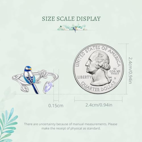 MUNDELL Blue Turtle Koi Fish Adjustable Ring Bird Animal Open Ring Seahorse Chameleon Wrap Finger Rings for Women Statement Ring - color: Indigo Blue