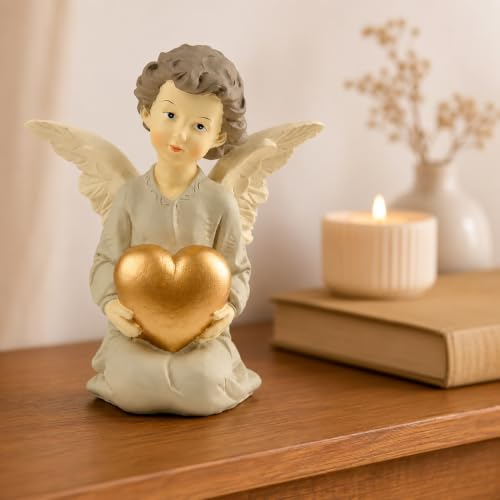 Kneeling Angel Girl Figurine With Heart, 5.12 Inch Resin Guardian Angel - style: 5.12'' Angel w heart on base