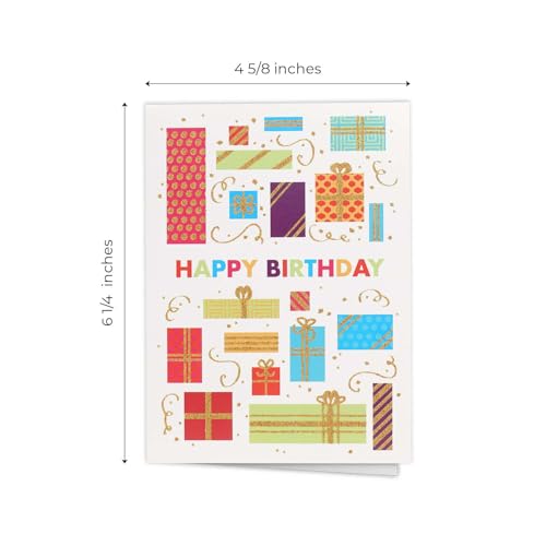Canopy Street Masterpiece Glitter Birthday Cards / 6 Birthday Cards With Lime Envelopes/Gold And Silver Glitter Accents / 4 5/8" x 6 1/4" Folded Greeting Cards With Inside Verse / 2 Modern Designs - color: Glitter