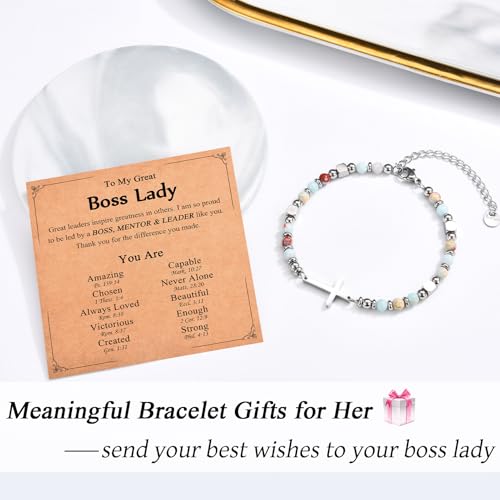 Christian Gifts for Women Girls, Religious Cross Bracelet - color: Boss Lady