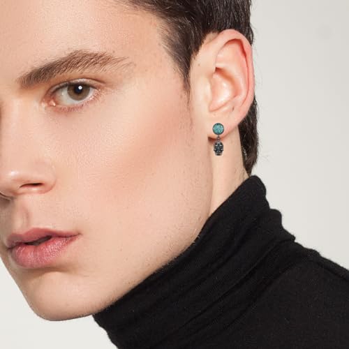 Black Dangle Drop Earrings 925 Sterling Silver Turquoise Earrings Jewelry Gifts for Women Men - style: Skull