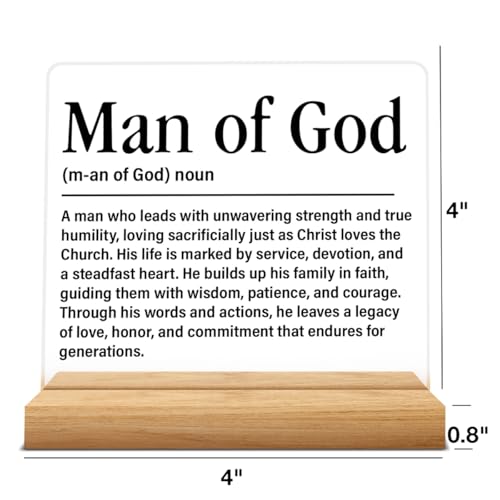 Man of God Gifts for Men, Christian Gifts Acrylic Desk Sign - color: M60A10