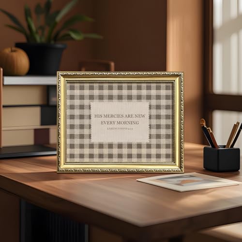 Vintage Gold Framed Lamentations 3:23 Bible Verse Wall Art, Christian Farmhouse Canvas Wall Decor, Religious Inspirational Artwork Print Picture Poster, for Living Room Prayer Room Home 8x10 Inch - color: B-Scripture, size: 10"L x 8"W