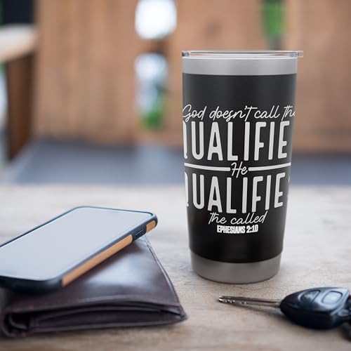 God Doesn't Call the Qualified-He Qualifies the Called Stainless Steel Insulated Tumbler - color: Black