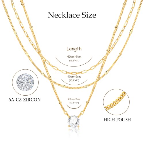 3PCS Gold Silver Layered Necklaces for Women Trendy - color: Gold&Round