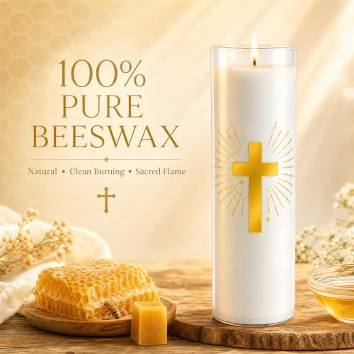 Pure Beeswax Candles, 120-Hour Long Burning, White Prayer Candle, 2x7.9 - size: 2 × 7.9 inches