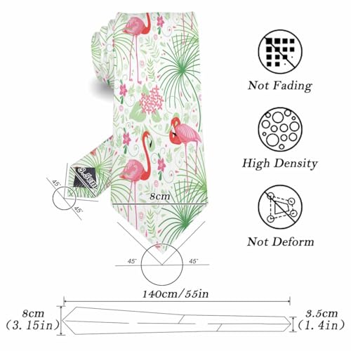 Men's Novelty Tie Black Neckties for Men Business Wedding Formal Fashion Party Accessories Gift for Husband Father - color: Tropical Flamingo Pink