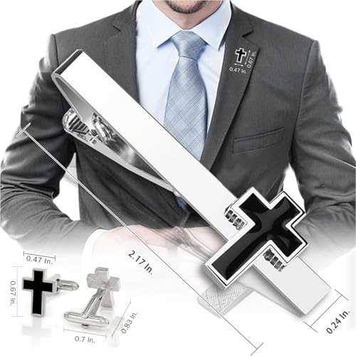 Tie Clips for Men, Mens Tie Clip Silver, Mens Tie Bars, Clip on Tie for Men - color: Silver Tie Clip Set 1