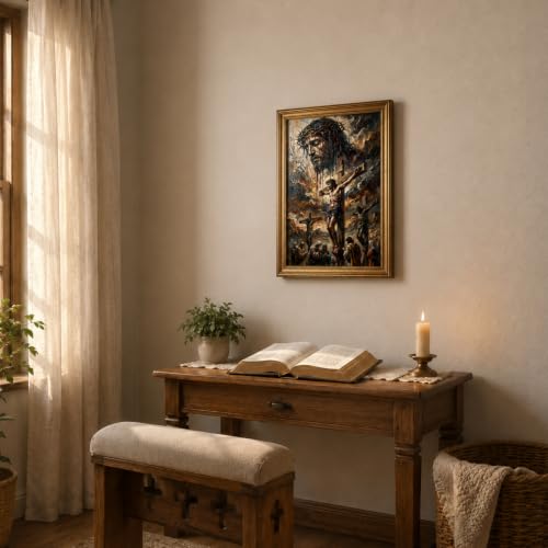 Framed Christian Relief Canvas Wall Painting 12x16 Inches For Living Room - color: Religion - 5, size: 12x16in