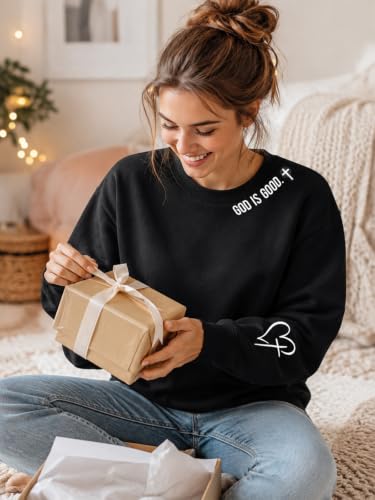 Christian Sweatshirts for Women Faith Bible Verse Religious Shirts - color: Black2, size: Large