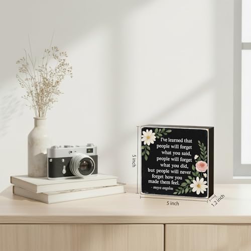 People Will Never Forget Wood Box Sign, Black, 5x5 Inch - color: Black-003