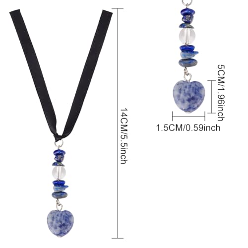 6PCS Heart Car Hanging Ornament with Crystal Gemstone Charm Beaded Ribbon Pendant Suncatchers Car Prisms Accessories for Outdoor Indoors Wedding Corridor Balcony Window Home Garden Decor - color: Heart