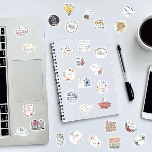 100 Pcs Bible Verse Stickers Christian Inspired Stickers for Adults Jesus Bible Religious Faith Vinyl Waterproof Stickers for Water Bottles Laptops Phone Skateboard Luggage Guitar - color: Christian