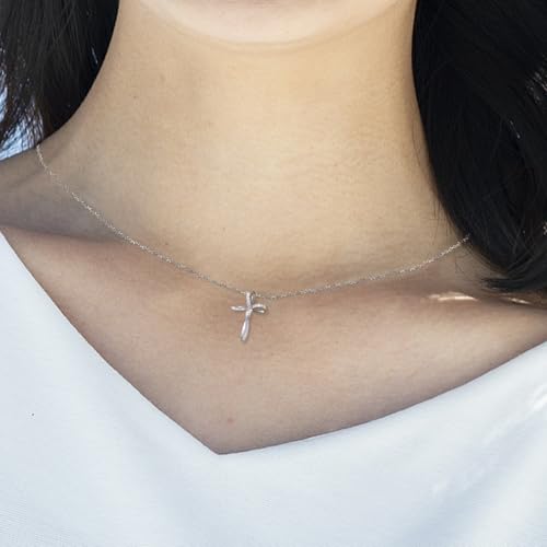 KRKC&CO Moissanite Cross Necklace for Women: D Color VVS1 0,09-0,3ct - color: Silver E
