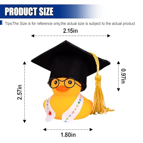 Graduation Duck Car Ornament (Yellow/Metal Glasses) - color: Yellow