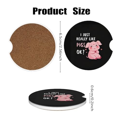 Ceramic Car Cup Coasters 2PCS - Pigs - color: Pigs