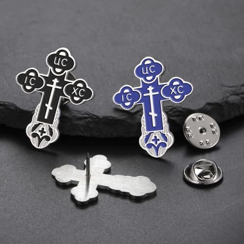 TEAMER Cross Brooch Lapel Pin For Men Russian Orthodox Crucifix Eastern Church Cross Tie Pins Religious Christian Prayer Jewelry - color: White Silver