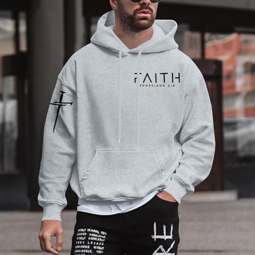 Christian Hoodies for Men Bible Religious Sweatshirts Jesus Hoodie - color: Light Grey02, size: XX-Large