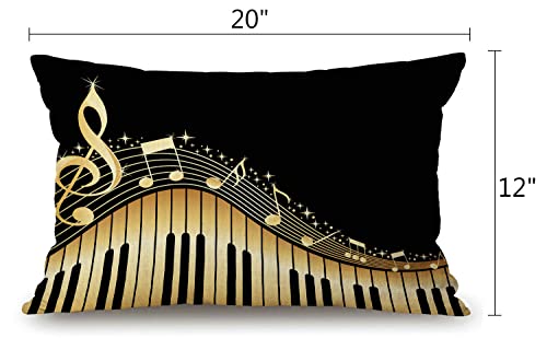 Throw Pillow Cover Old Vintage Abstract Piano and Music Note Decorative Pillow Case Home Decor 20x12 Inches Pillowcase - color: Jcp113