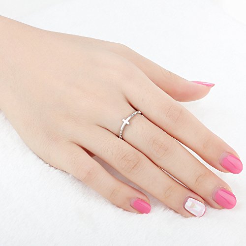925 Sterling Silver Christian Religious Cross Classical Simple Plain Ring