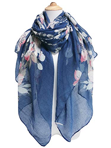 GERINLY Lightweight Scarves Fashion Print Cotton Feel Scarf for Women Shawl - color: Z-denim