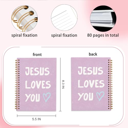 Purple Bible Study Notebook, Bible Note Taking Supplies Notebook Journal, Cute notebook, Bible Study Notebook Supplies Gifts Notebook for Teen Girls Student Teacher Women 5.5x8.3 inch - color: Jesus loves you purple